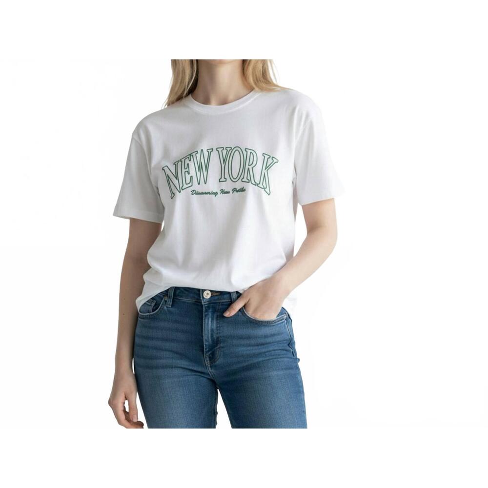 NEW AMBAR new york city printed short sleeve t-shirt in white